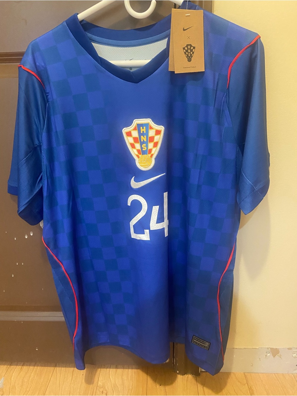 Nike Blue Croatia Soccer Jersey with White Gvardiol 24